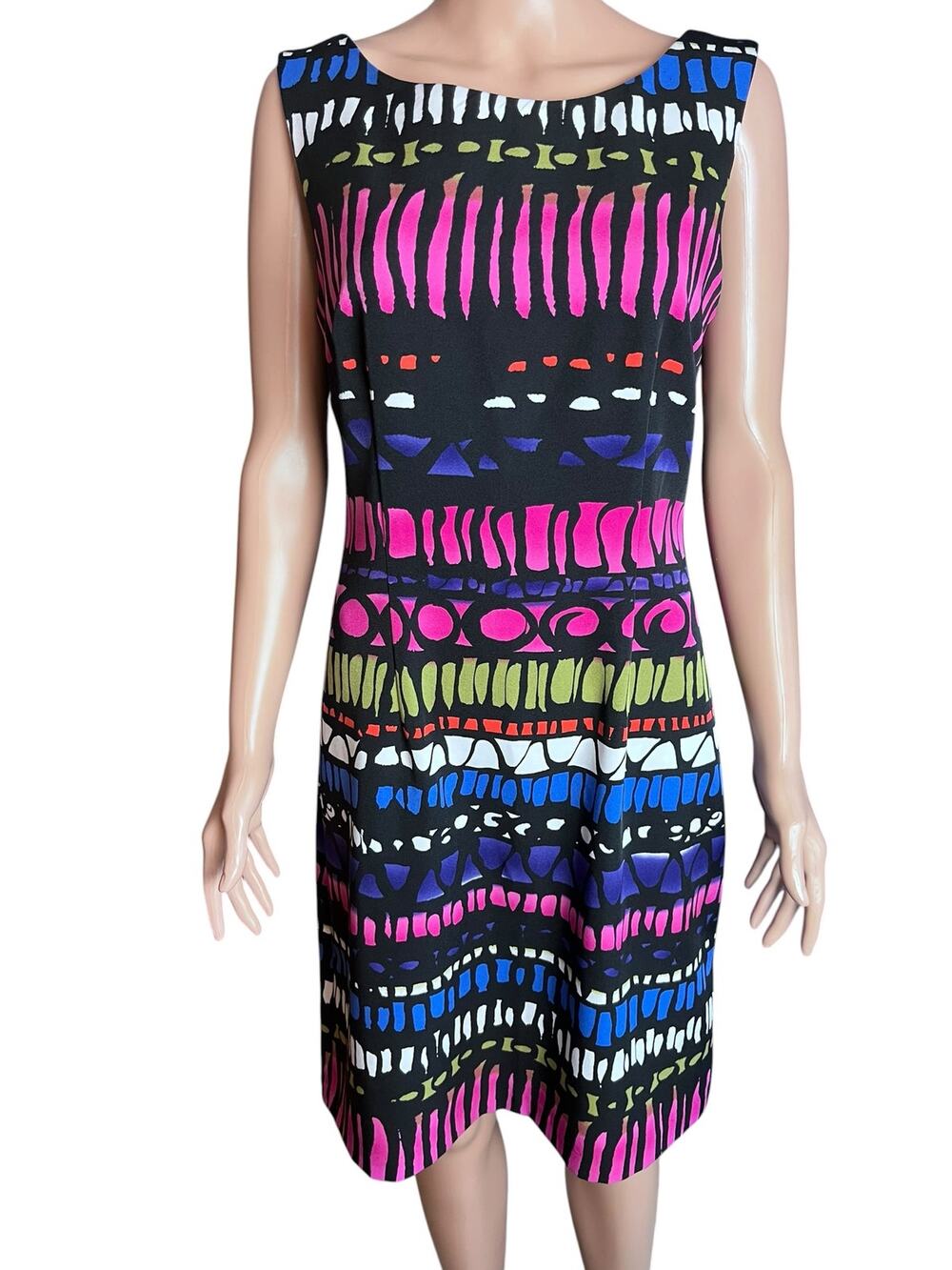 Connected Apparel Sleeveless Shift Knit Dress 10 Colorful Dopamine Dressing